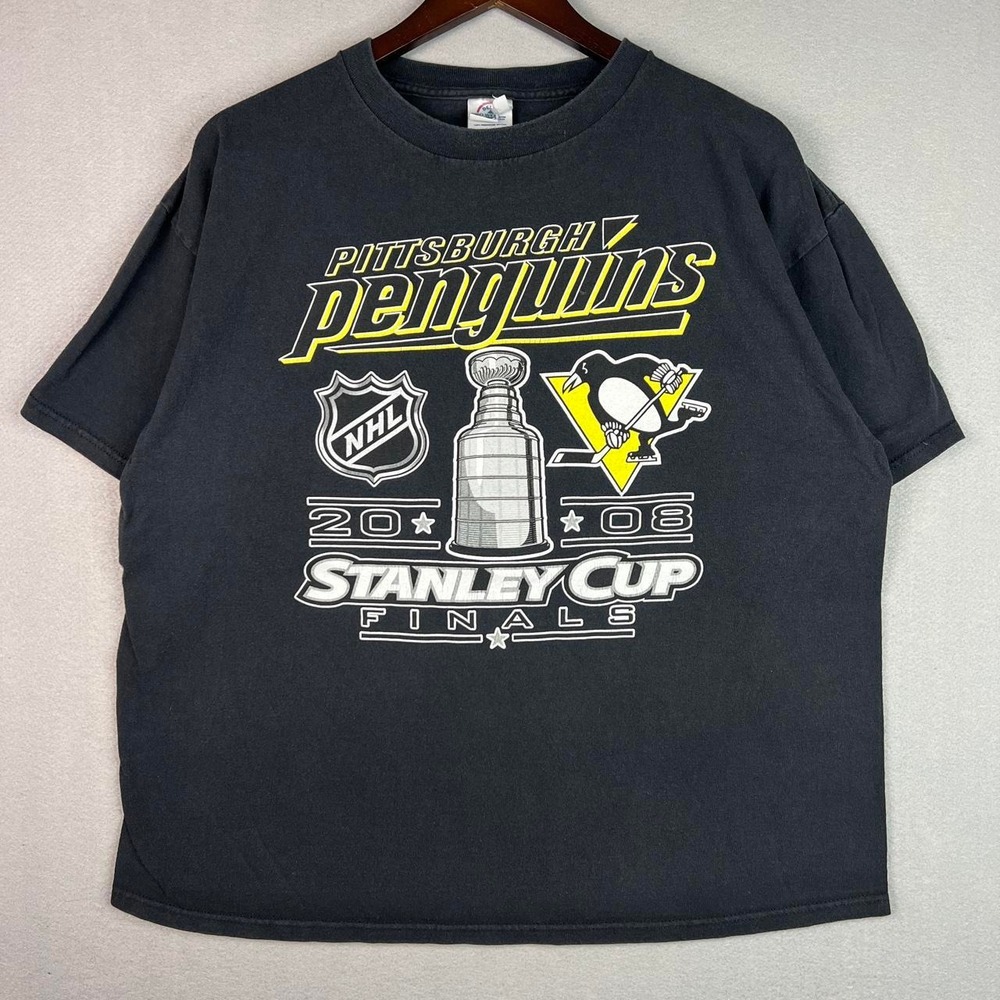 2008 Pittsburgh Penguins NHL Hockey Stanley Cup Finals Black Roster Tee Shirt XL